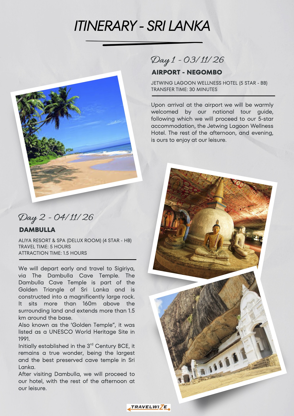 Mystical Sri Lanka Itinerary page 1